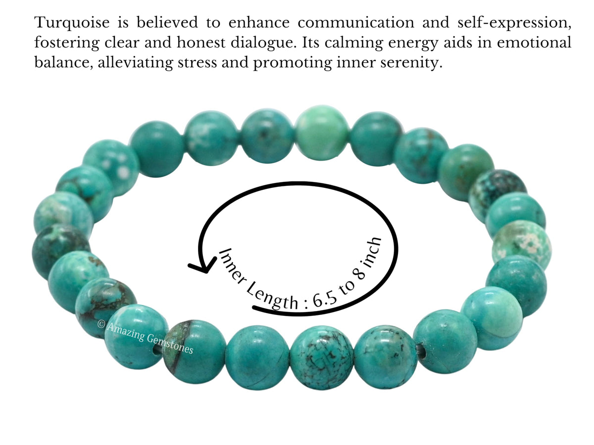 Amazing Gemstone Crystal Bracelet for Women Men's Gifts - Protection Healing Crystal Bracelet - 8mm Gemstone Beaded Stretchable Bracelet Pulseras Para Hombres Mujer Stocking Stuffers Mothers Day Gift (Turquoise (Stabilized))