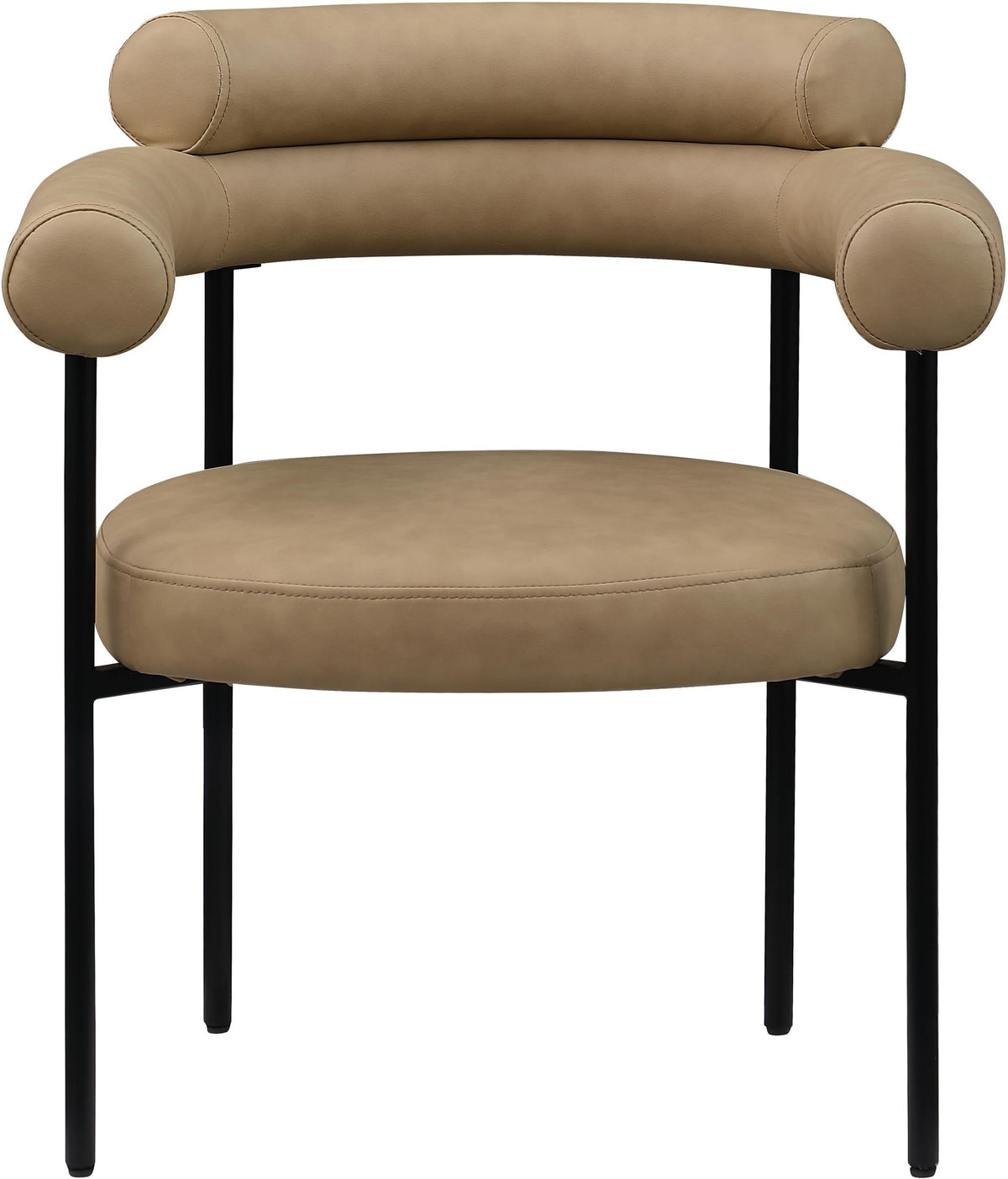 Meridian Furniture Blake Collection Modern | Contemporary Upholstered Dining Chair with Metal Frame, 28.5" W x 24" D x 31.5" H, Tan, Set of 2