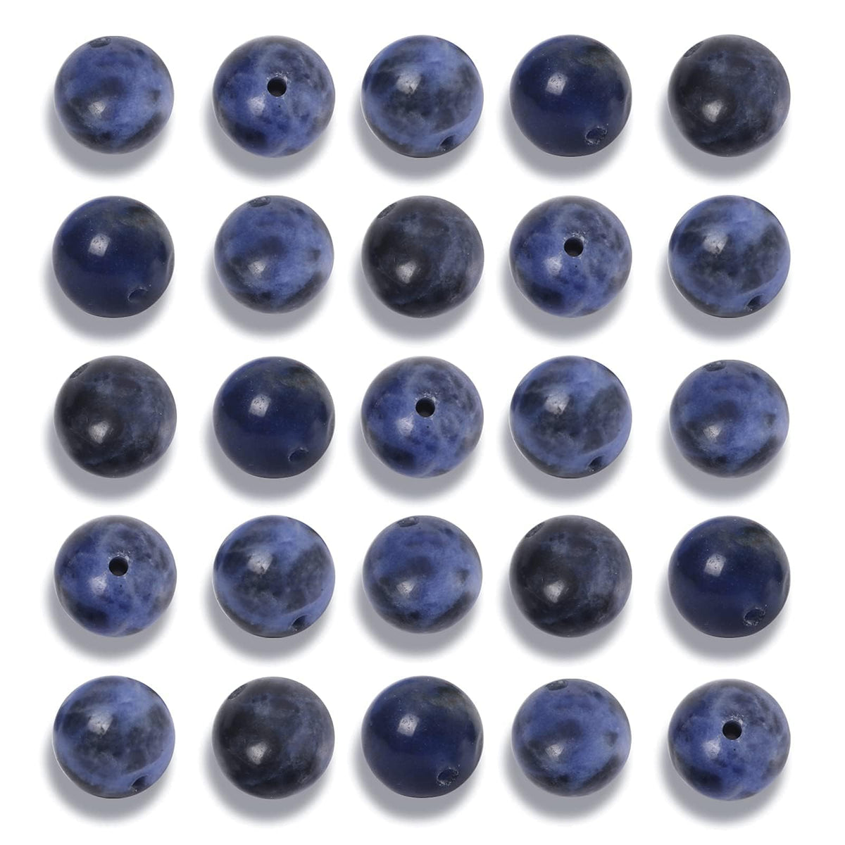 NITOPUPU 100Pcs 10mm Natural Smooth Old Sodalite Gemstone Beads Round Loose Stone Beads for Jewerly Making with Crystal Stretch Cord