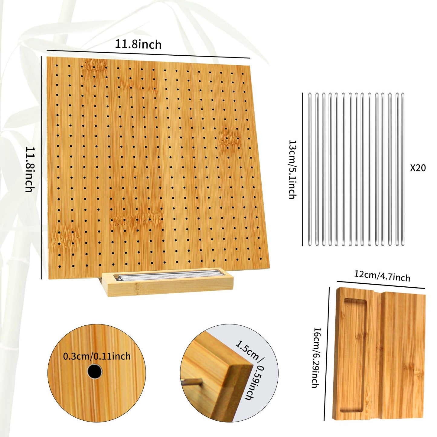 LIVSMON 11.8" Blocking Board with 20 Steel Pins, Handcrafted Knitting Blocking Mat for Knitting and Granny Squares, Crochet Gifts for Crocheters