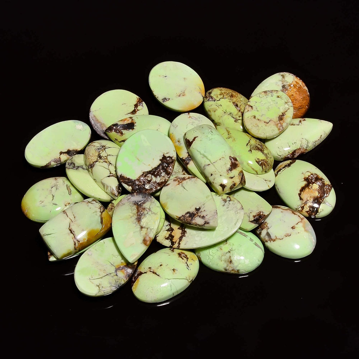 Gemkora™ 2 to 3 pcs Natural Lemon Chrysoprase Gemstone Wholesale Cabochons Lot, Jewelry Making Loose Gemstone, Polished Home Decor Specimen, DIY, Wire Wrapping, Healing Crystals, Bulk Gemstone Deal