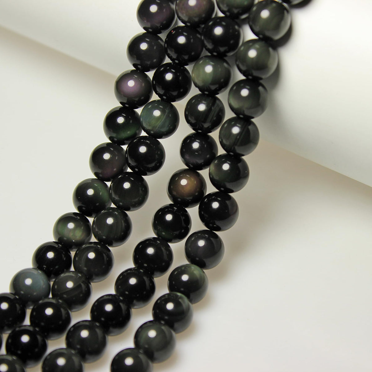 MJDCB Rare Collection Natural Stone Beads Rainbow Obsidian Round Loose Beads for Jewelry Making DIY Bracelet Necklace (10mm)