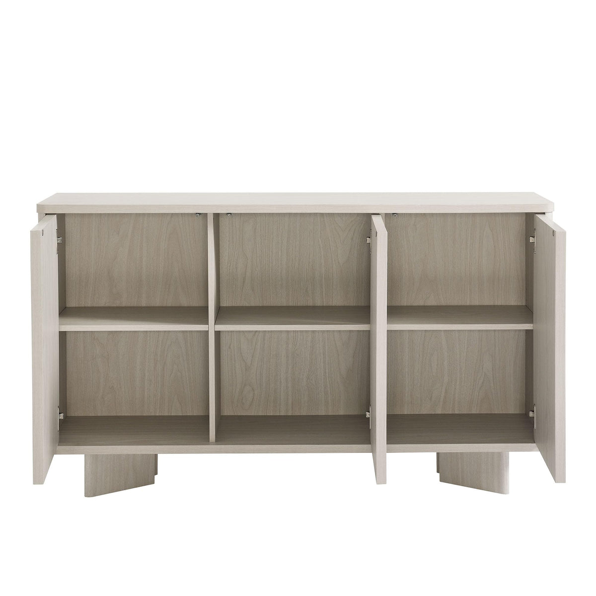 Modway Flux Arched Door Sideboard in White Wash - 55 Inch Freestanding 3-Door Buffet Credenza - Tall Media Console for Wall-Mounted TVs - Modern Accent Cabinet for Kitchen, Living Room, Hallway