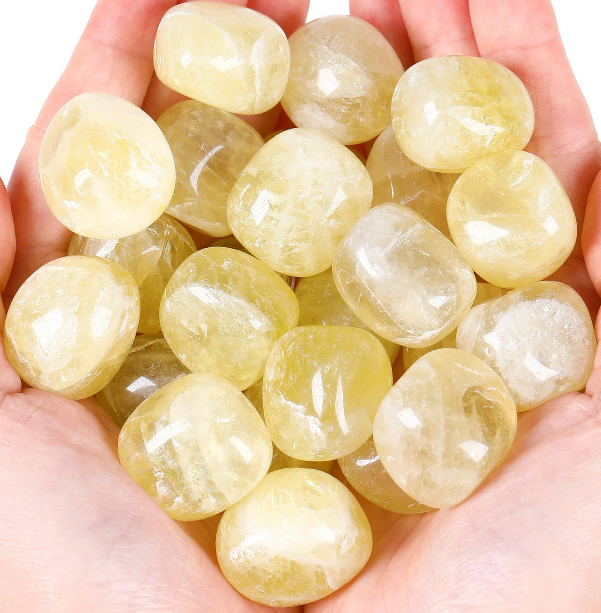 QINJIEJIE Citrine Polished Stones Tumbled Crystals Bulk Gemstones Healing Crystal Rocks Quartz Set Decorative Landscape Stone Natural Reiki Gem for Vase Filler Home Decoration Beginner Gift 0.5 LBS