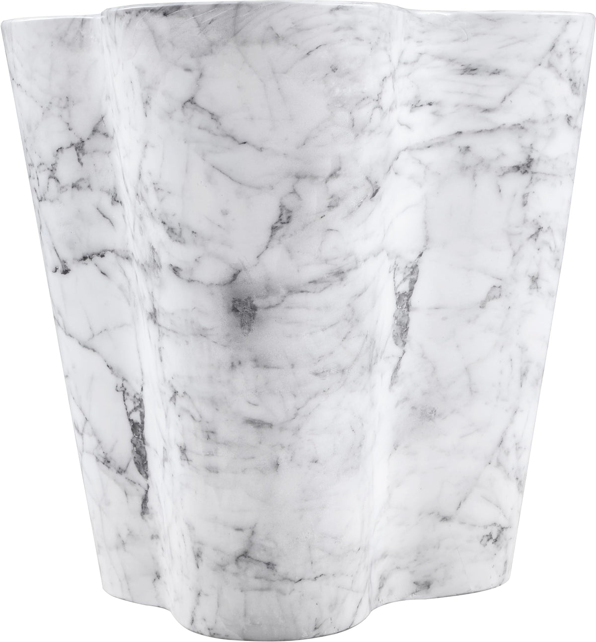 Meridian Furniture 99033White-ET Monza Collection Art Deco Marble Finish Indoor/Outdoor Concrete End Table, 21" W x 18.5" D x 22" H, White