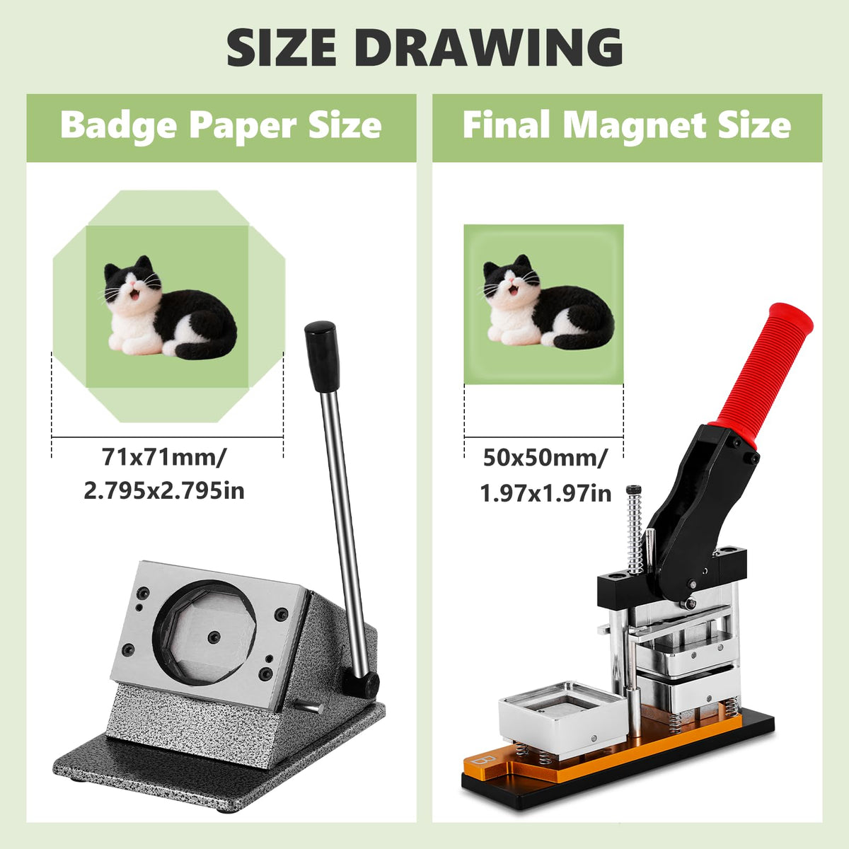 Saladulce 2x2inch Square Magnet Maker Machine Kit DIY Fridge Magnets Making Kit with 200 Sets Supplies&100 Papers, 50x50mm DIY Photo Magnet Making Machine Kit