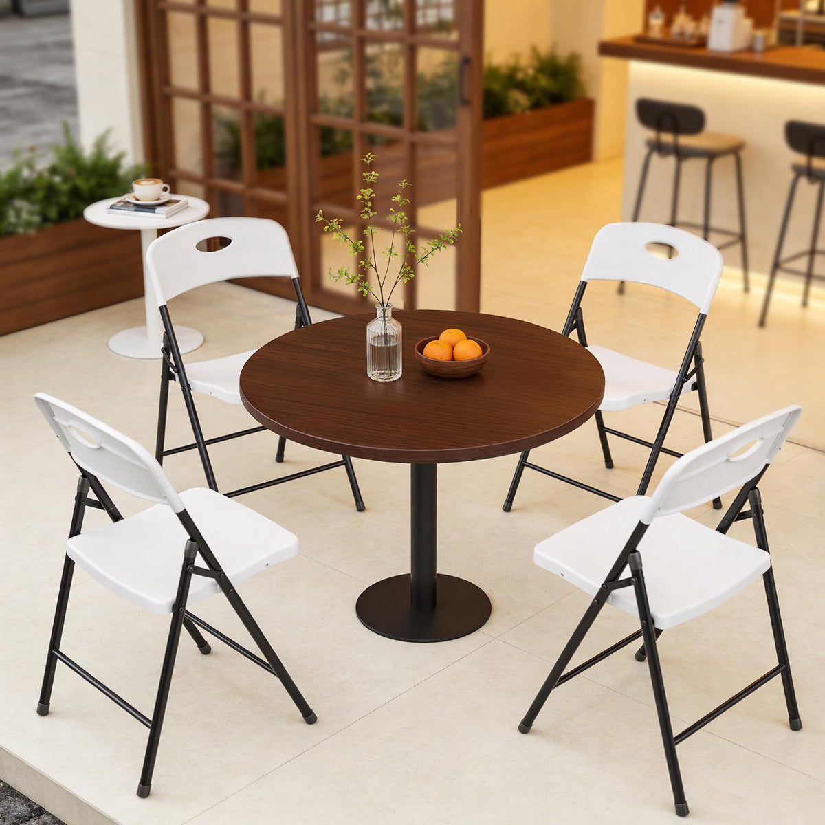 MAKE CHANGES Folding Chairs 12 Pack, Outdoor Folding Chairs for Outside Indoor, Portable 350 lbs Capacity Heavy Duty Plastic Metal Foldable Chairs Commercial Seating for Picnic, Party, Patio, White