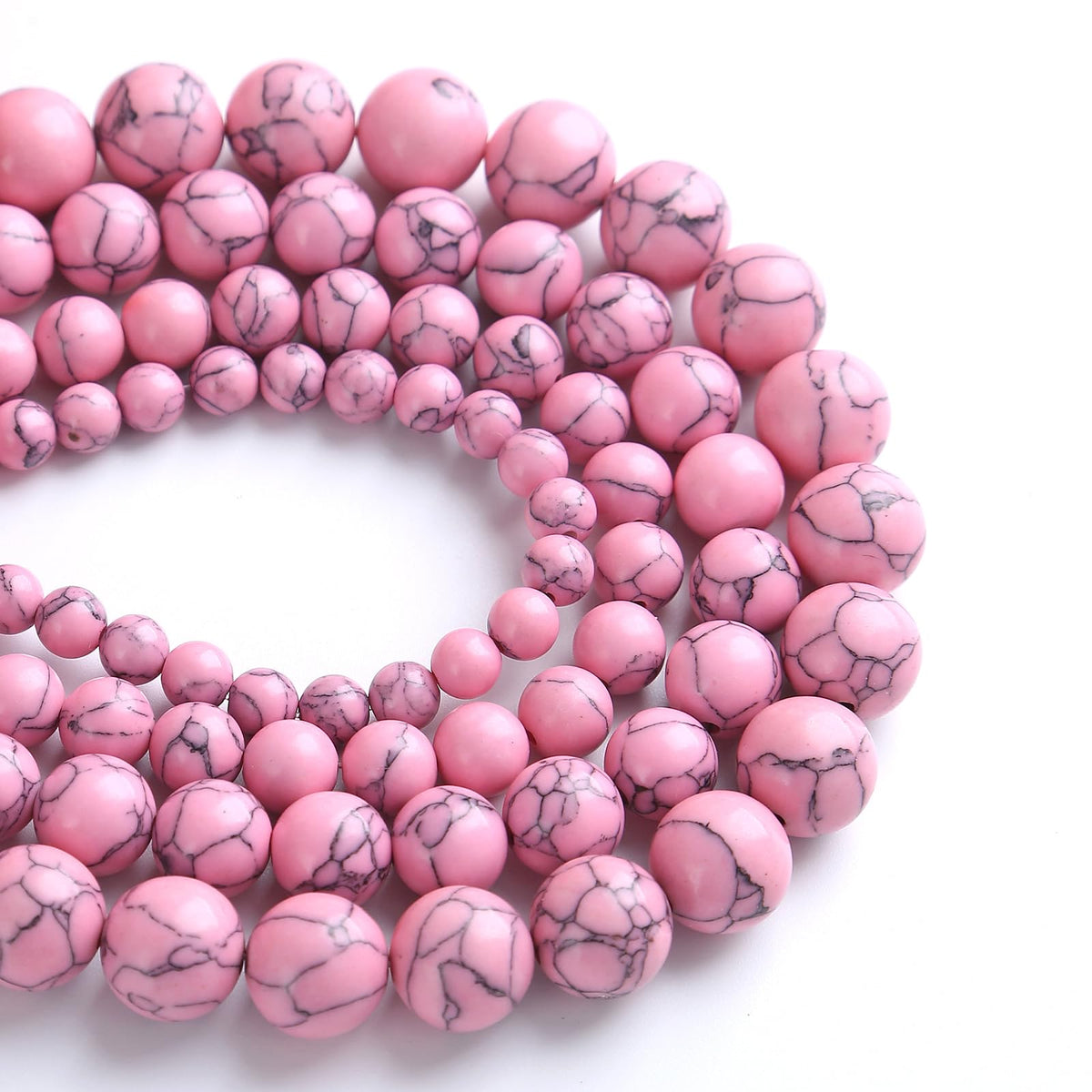 90PCS 8MM Pink Turquoise Spacer 2 Strands Loose Beads for Jewelry Making DIY Bracelet Necklace