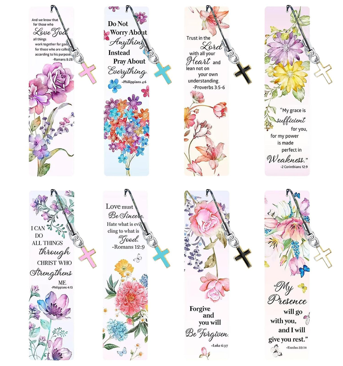 HTTDMY 8PCS Diamond Painting Art Bookmarks,Cute Acrylic Bookmarks Crafts Kits Gifts with Pendants for Adult Women Book Lovers (Flower)