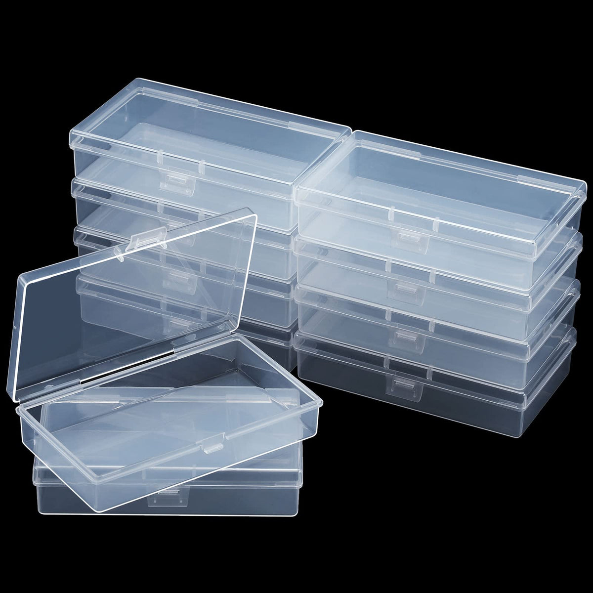 12 Pack Clear Plastic Beads Storage Containers Box with Hinged Lid for Beads and More (5.2 x 3.03 x 1.18 Inch)
