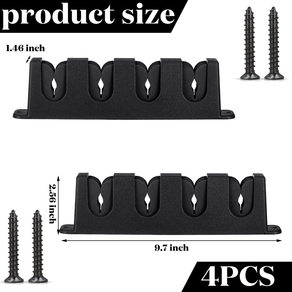 Sratte 4 Pcs Rod Holders for Fishing Boat Wall Mount Fishing Pole Holders 4 Rod Horizontal EVA Foam Garage Rod Rack Summer Boat Accessories for Men Gifts, 9.7 Inch(Black)