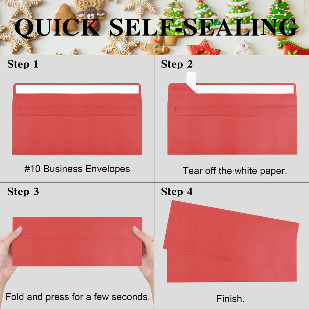 CINSOEN 100 Pack Christmas Red and Dark Green #10 Business Envelopes, Standard Envelopes Self Seal, 4 1/8 x 9 1/2 Inch Letter Size Business Mailing Envelopes for Baby Shower Wedding Birthday