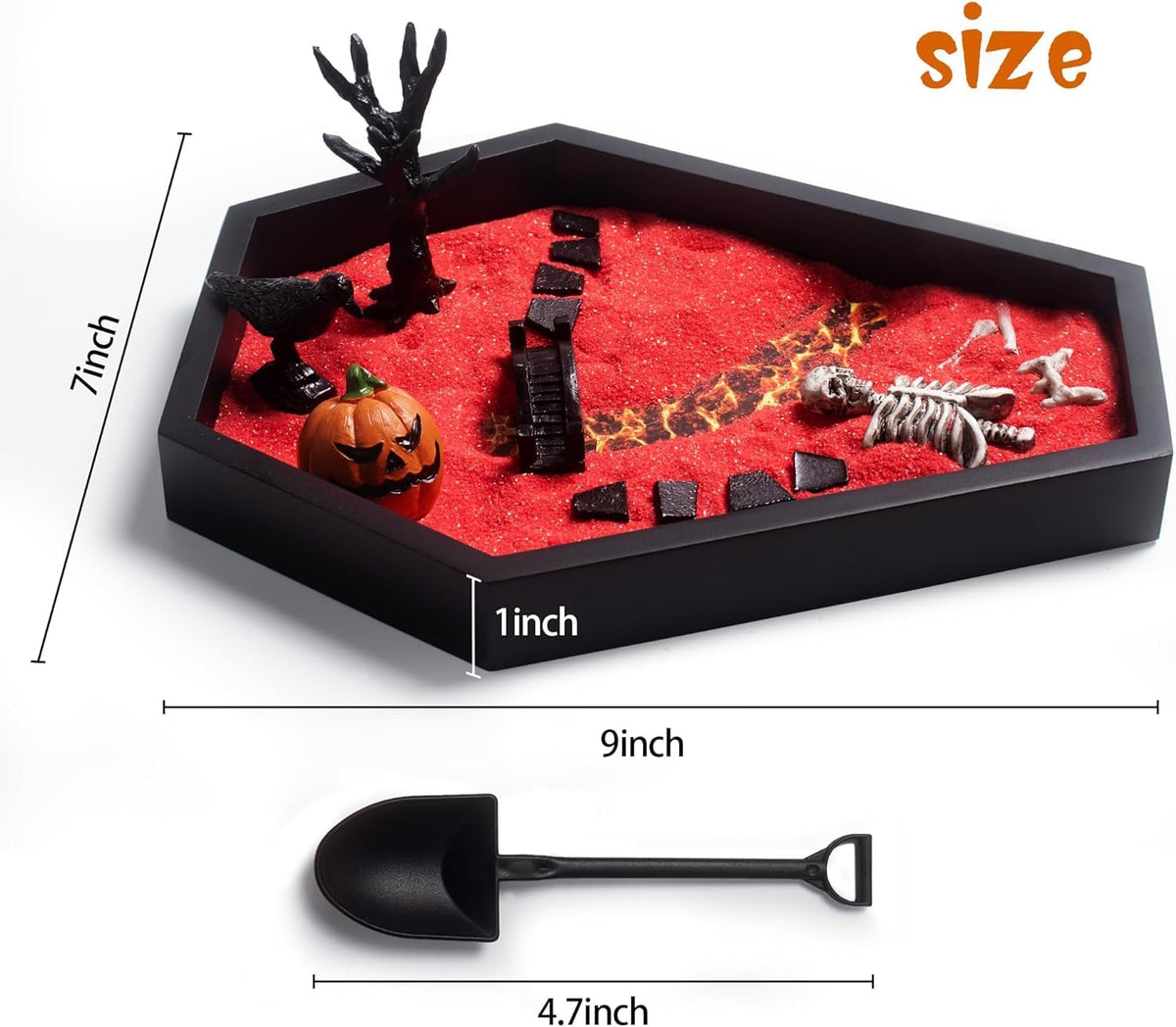 Japanese Zen Garden for Desk - Life Flows 12" x 8" Desktop (Halloween)
