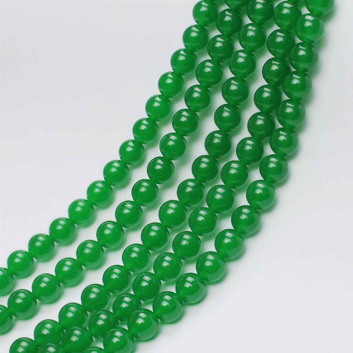 MJDCB Natural Green Jade Round Loose Beads for Jewelry Making DIY Bracelet Necklace (12mm)