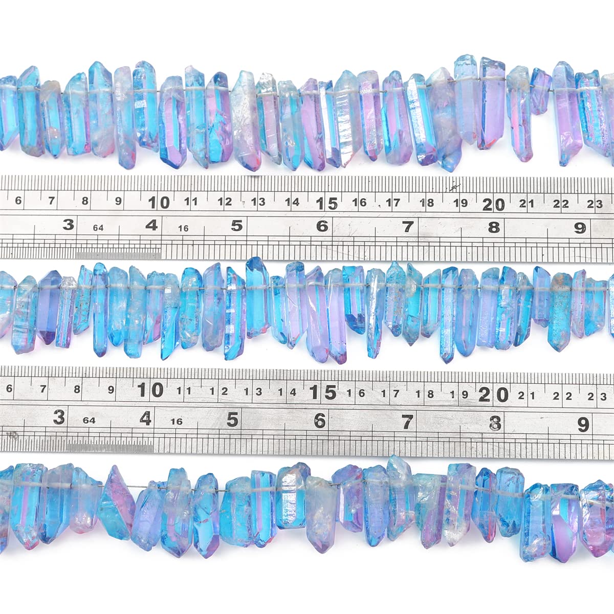 BEADIA Dark Blue/Purple Titanium Coated Crystal Quartz Spike Point Stick Beads Rough 1.0"-1.5" for Jewelry Making 15 Inch/Strand