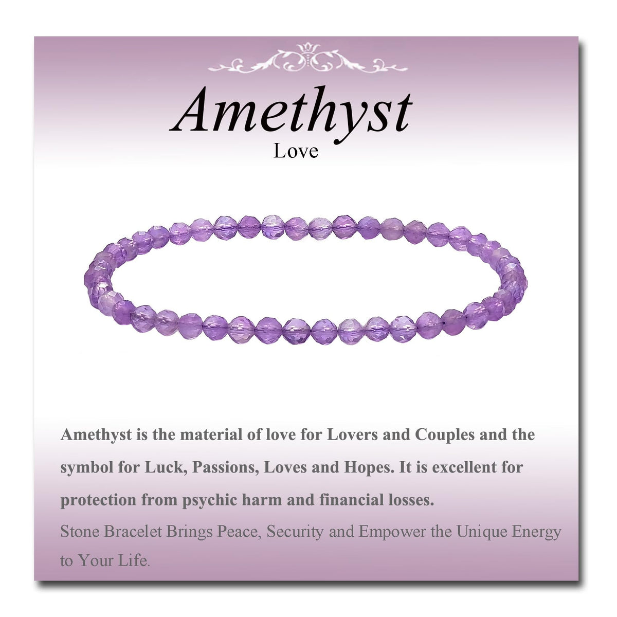 MASSIVE BEADS Natural Genuine Gemstone Beads Healing Crystal Chakra Reiki Jewelry Faceted Round Beads Bracelets (Amethyst, 3mm)