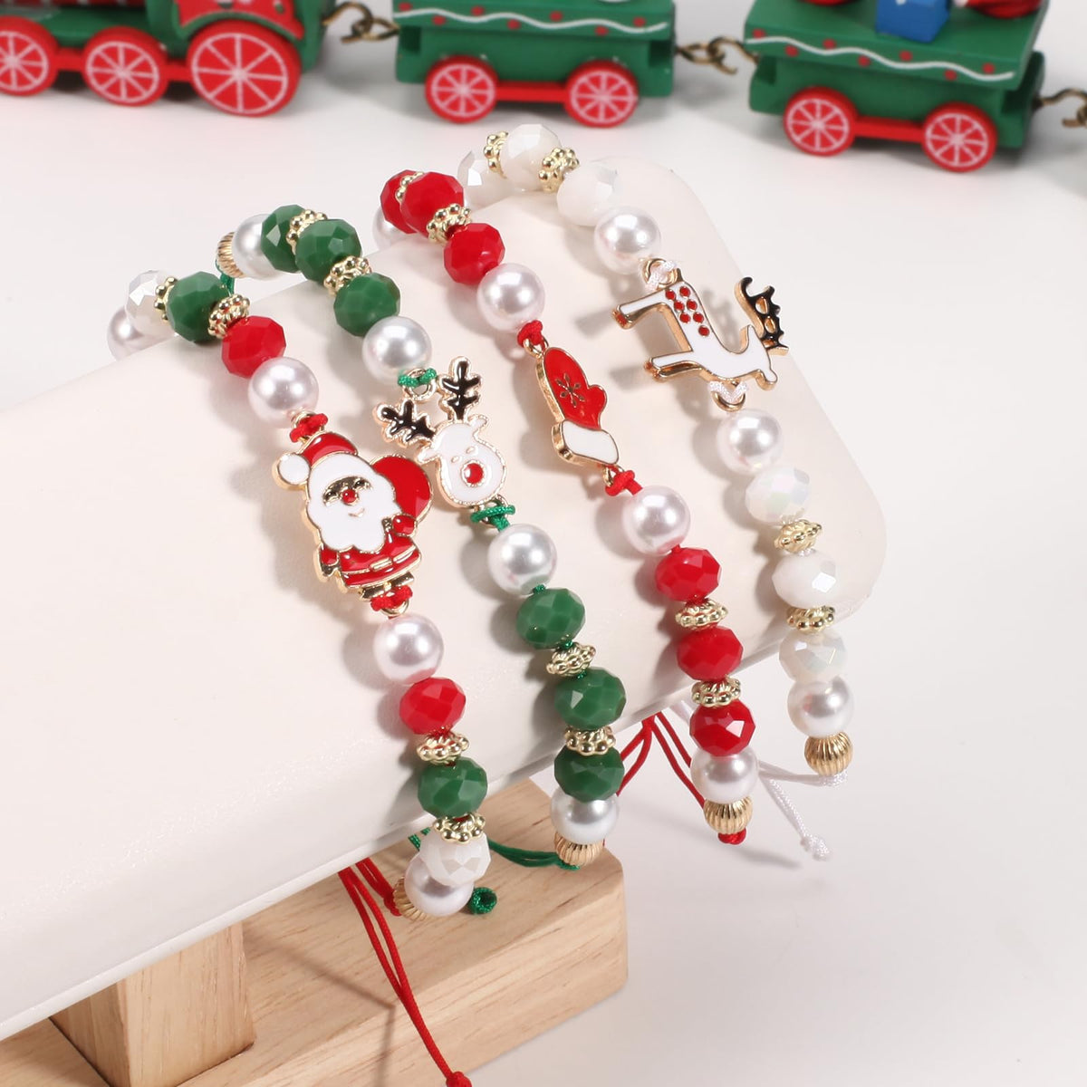 Twinfree 24pcs Christmas Theme Adjustable Rope Cord Bracelet for Women Jewelry Gifts