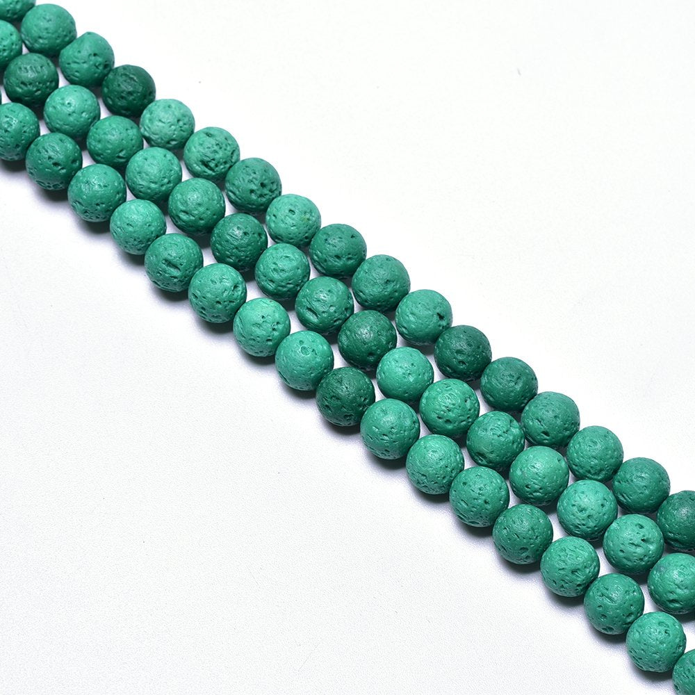 8mm Lava Rock Natural Stone Loose Beads for Jewelry Making Spacer Beads 15"-48pcs/Strand (8mm, Green)