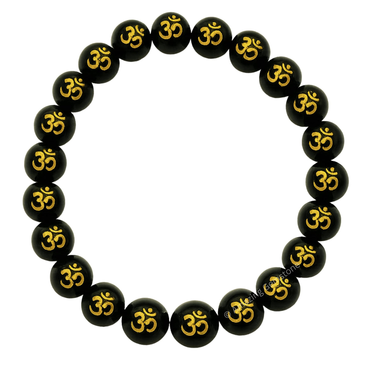Amazing Gemstone Crystal Bracelet for Women Men's Gifts - Protection Healing Crystal Bracelet - 8mm Gemstone Beaded Stretchable Bracelet Pulseras Para Hombres Mujer Stocking Stuffers Mothers Day Gift (OM Black Agate)