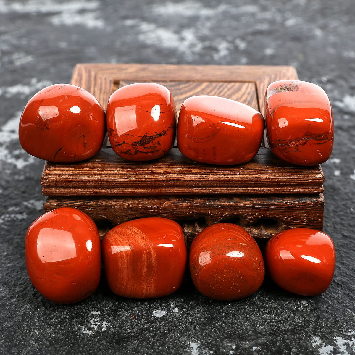 ZenQ 1/2 lb Tumbled Red Jasper Stones for Wicca, Reiki, and Energy Crystal Healing, Natural Red Jasper from South Africa