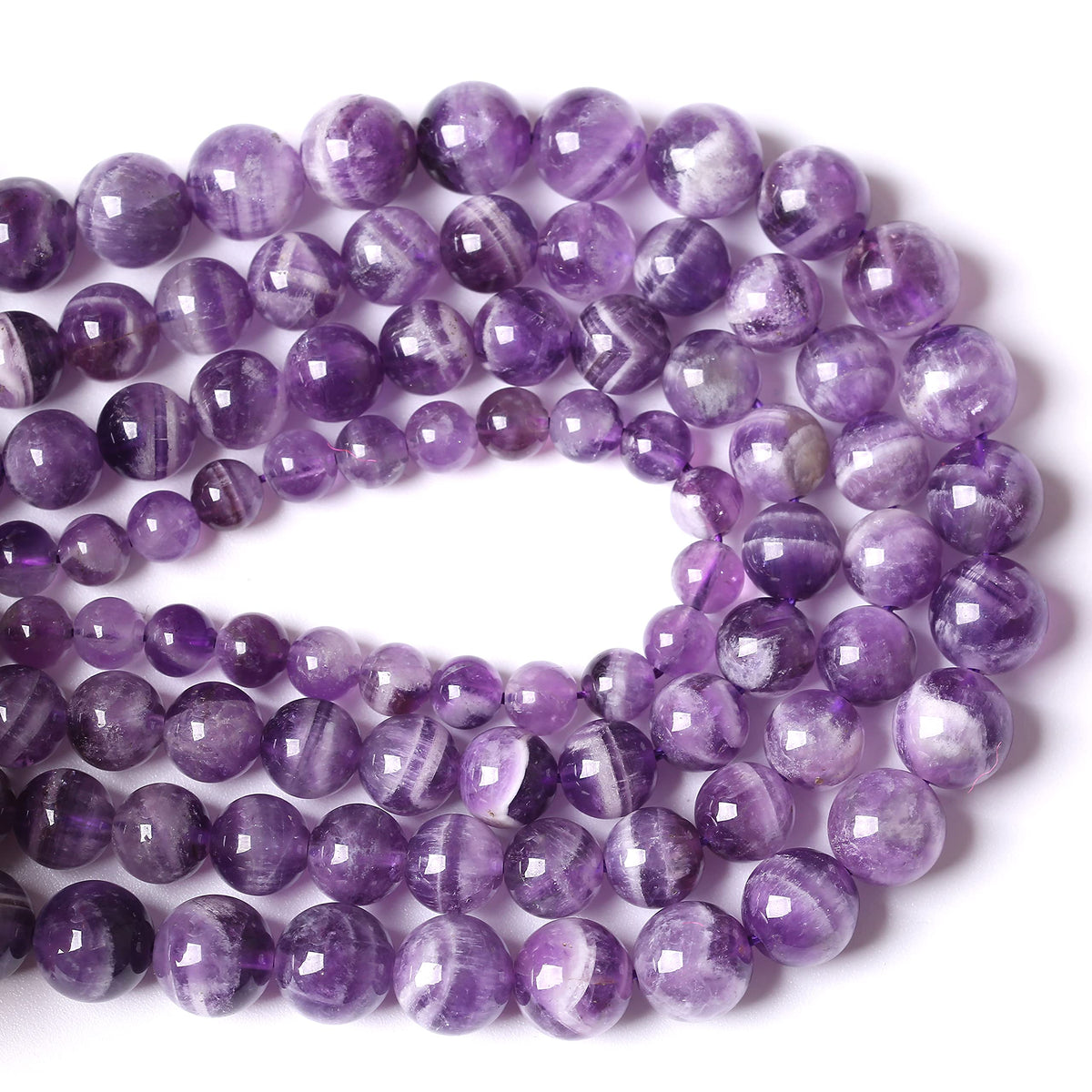 Natural Purple Dream Lace Amethysts Beads Crystal Round Loose Beads for Jewelry Making 6mm 60PCS 1 Strand 15" (Purple Dream Lace Amethysts, 6mm)