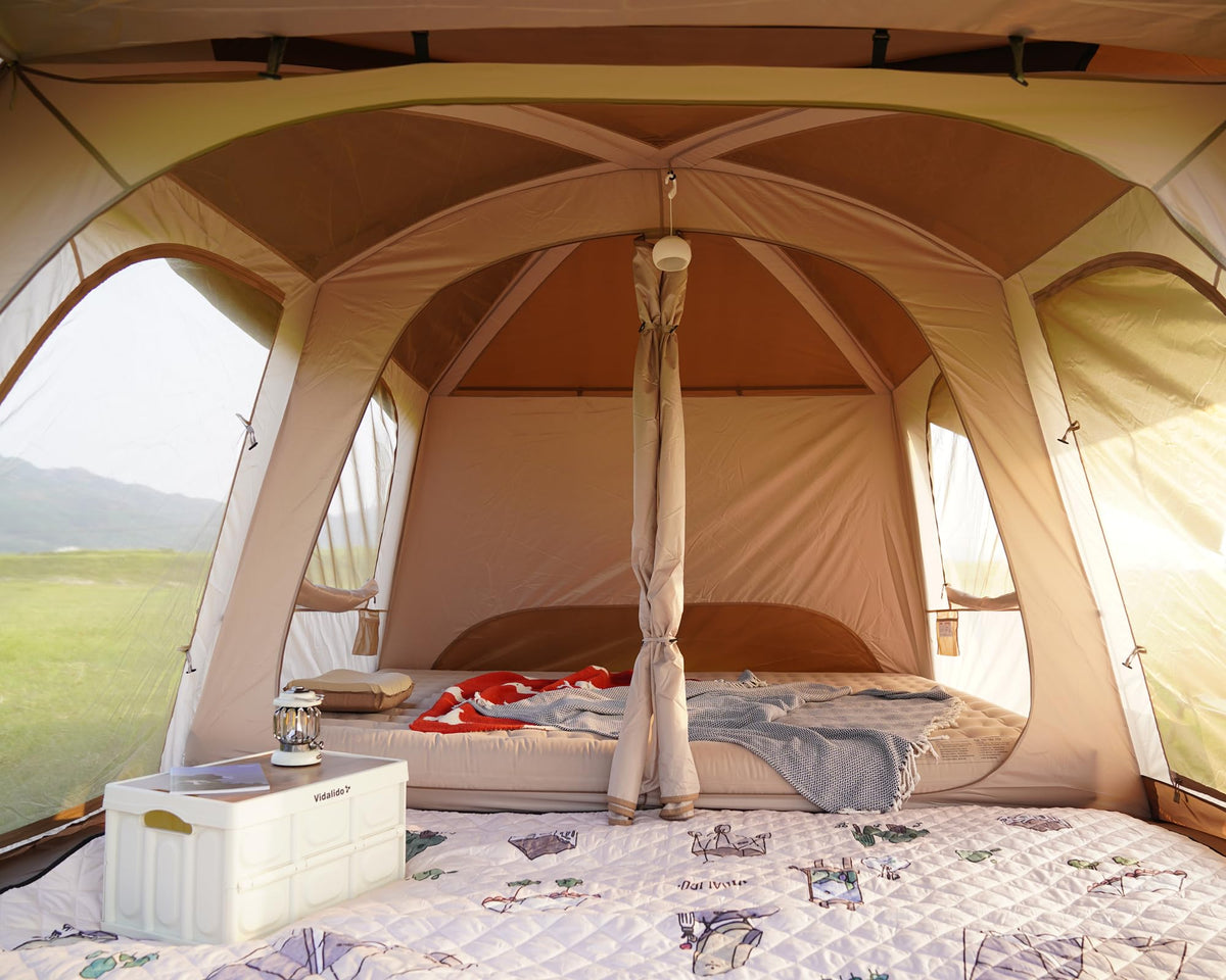Vidalido 8-10 Person Camping Tent with 3 Door 2 Room Large Family Cabin Tents, Double Layer Waterproof Portable Glamping Tent, Big Tents for Outdoor Picnic Camping Hiking and Family Gathering