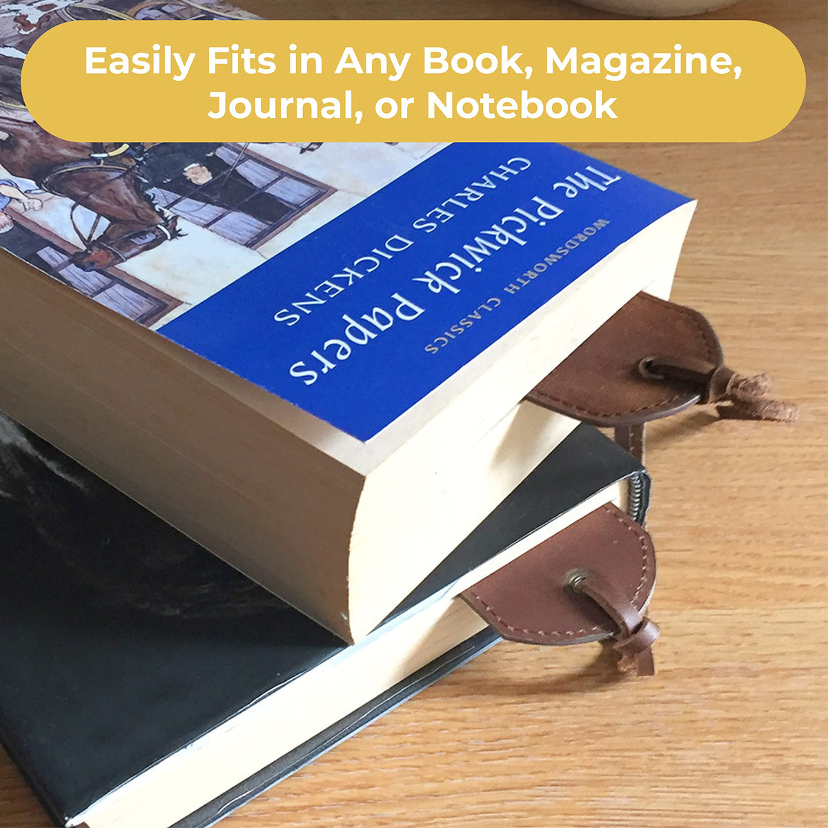 Leather Bookmarks for Men and Women | Quality Mens Bookmark with Jumping Horse | 2 Smooth Handmade Book Markers for Men Women Book Lovers Readers (7x2") Leather-Gift | Sovereign-Gear