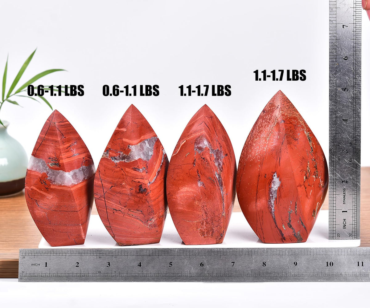 JIC Gem Red Jasper Large Crystals Natural Healing Crystal Point Obelisk Tower Spiral 4 Sides Energy Gemstone Decoration Gifts 1.1-1.7 Lbs