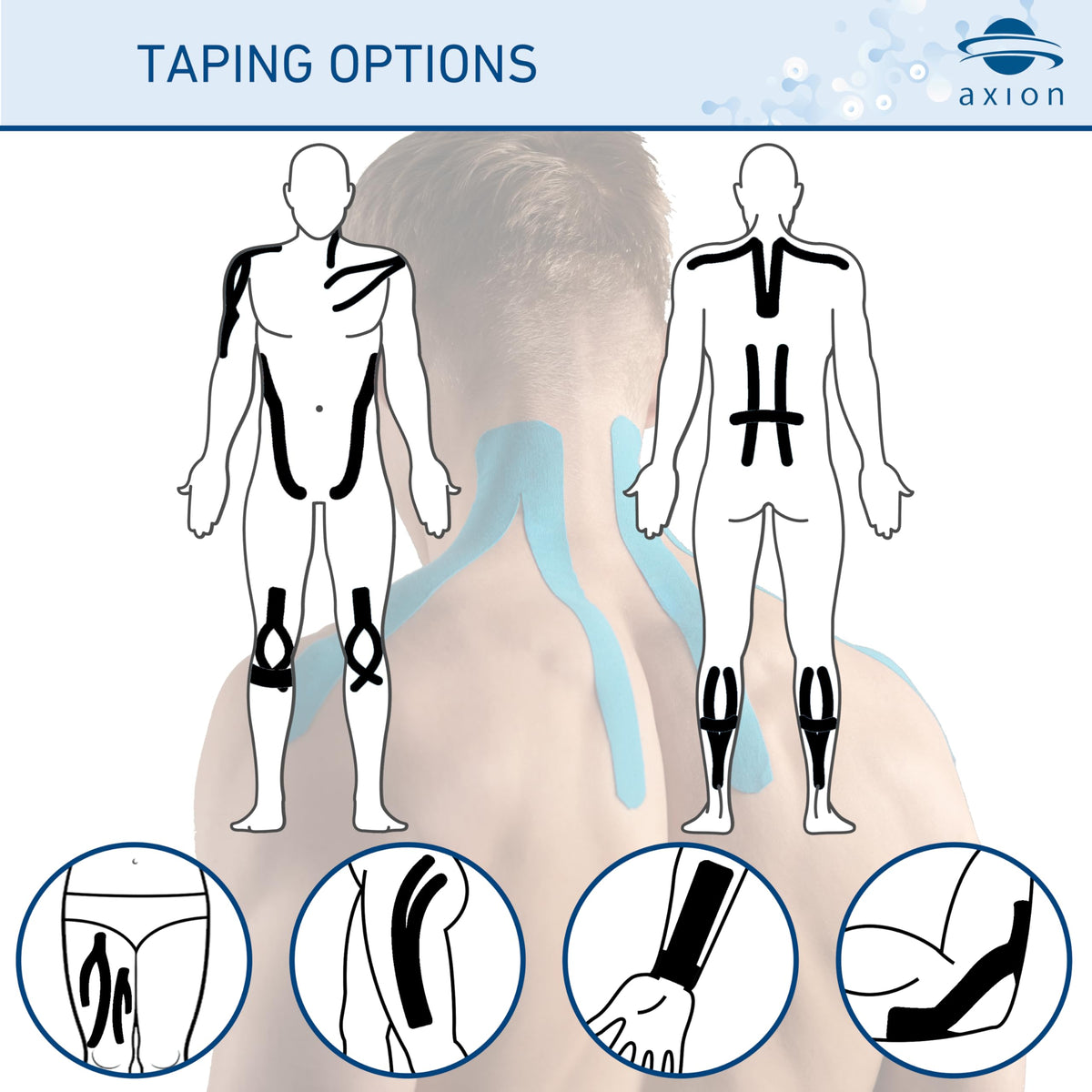 Kinesiology Tapes 2 Uncut Rolls Black | Waterproof • Skin-Friendly • Elastic • Self-Adhesive Fitness Bandage | Physio Tape Ideal for Sports & Everyday Use - axion