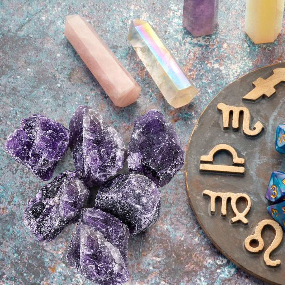 JOHOUSE 6PCS Amethyst Crystal with Jar, Natural Rough Stones Crystal Large Raw Quartz Healing Gemstones for Reiki, Fountain Rocks, Polishing, Wicca（1.6x1.2inch)