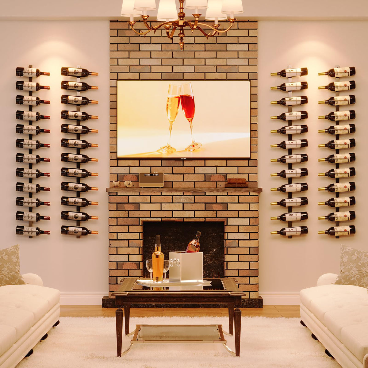 2 Pack 12 Bottle Wall Wine Rack for 24 Wine Bottles, DIY Detachable Wall Mount Wine Rack, Wine Storage Organizer Display Holder Used As One or Four, for Dining Room, Wine Cellar, wine lover gift