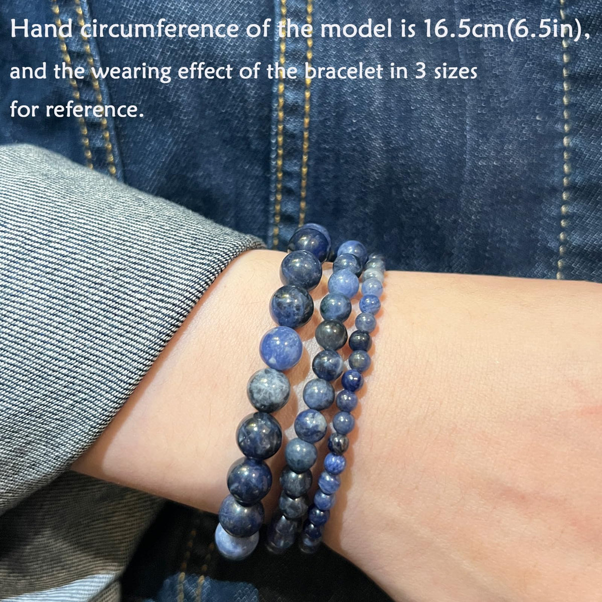CHCCOYE 6mm Natural Healing Gemstone Bracelet Handmade Yoga Stretch Elastic Bracelet Stress Relief Crystal Jewelry for Men and Women (6mm, Blue Sodalite)