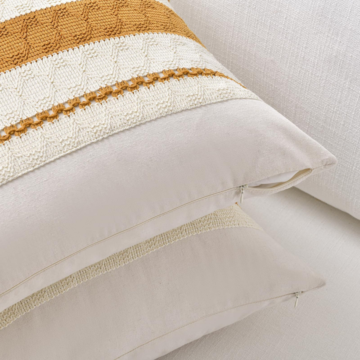 Fancy Homi Set of 2 Mustard Yellow Fall Decorative Throw Pillow Cover 18x18 Inch for Couch Bed Sofa, Autumn Halloween Thanksgiving Home Decor, Soft Cotton Aesthetic Cushion Case
