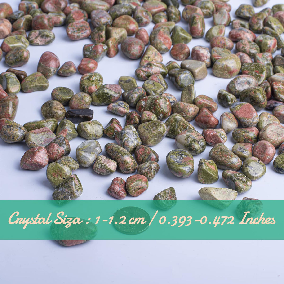 SigMntun Polished Unakite Crystal Set, 0.4", 128 Pcs - Handpicked Tumbled Stones and Crystals Bulk for Healing, Reiki, Meditation, Witchcraft and Home Decor