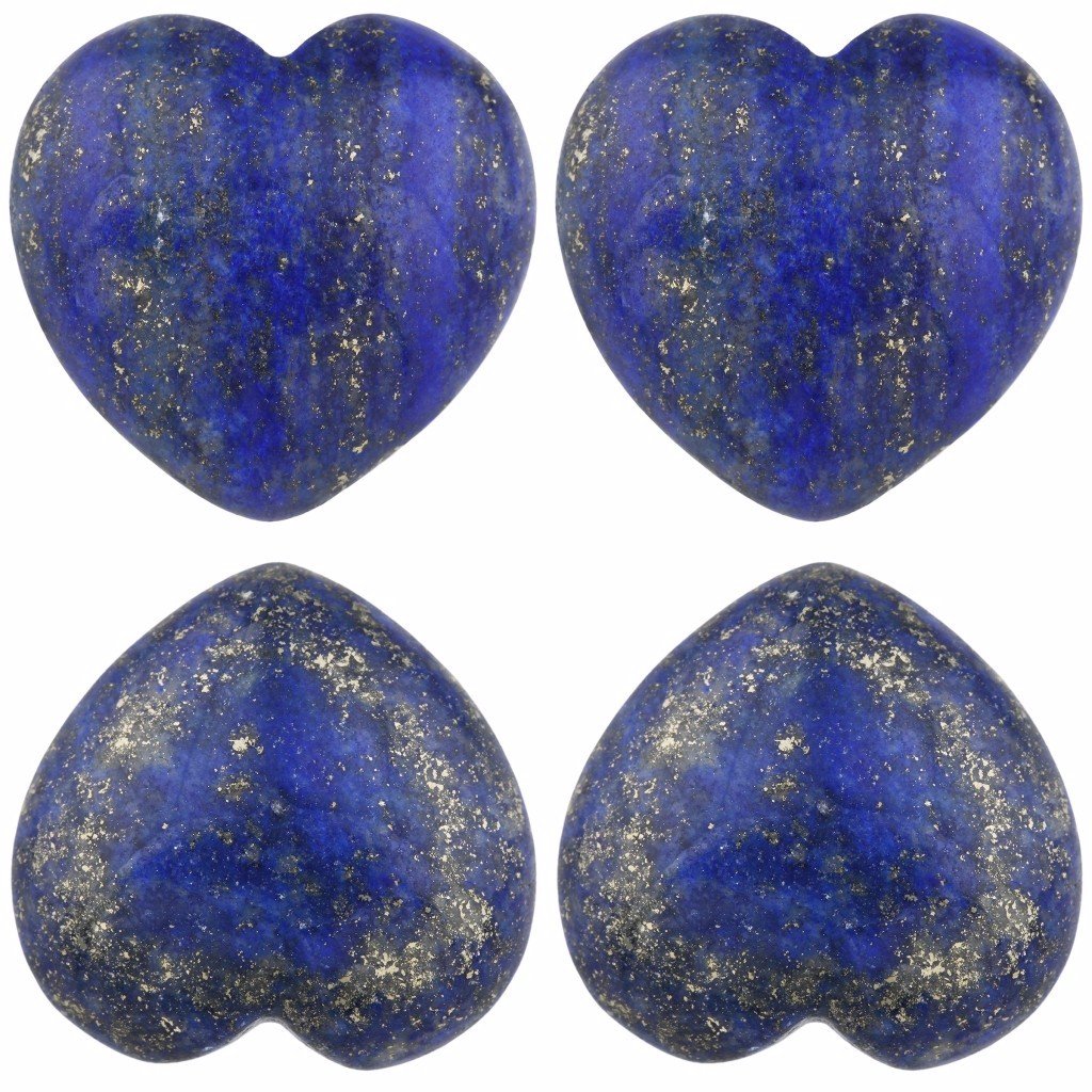 rockcloud Healing Crystal Lapis Lazuli Heart Love Carved Palm Worry Stone Chakra Reiki Balancing 0.8" Mini Size(Pack of 4)