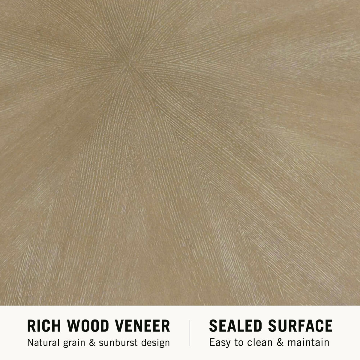 Martha Stewart Sadie Round Coffee Table – Starburst Veneer Top, Reclaimed Greige Wood Finish, Modern Accent for Living Room, Lounge, or Sitting Area, 36" Dia x 16.5" H