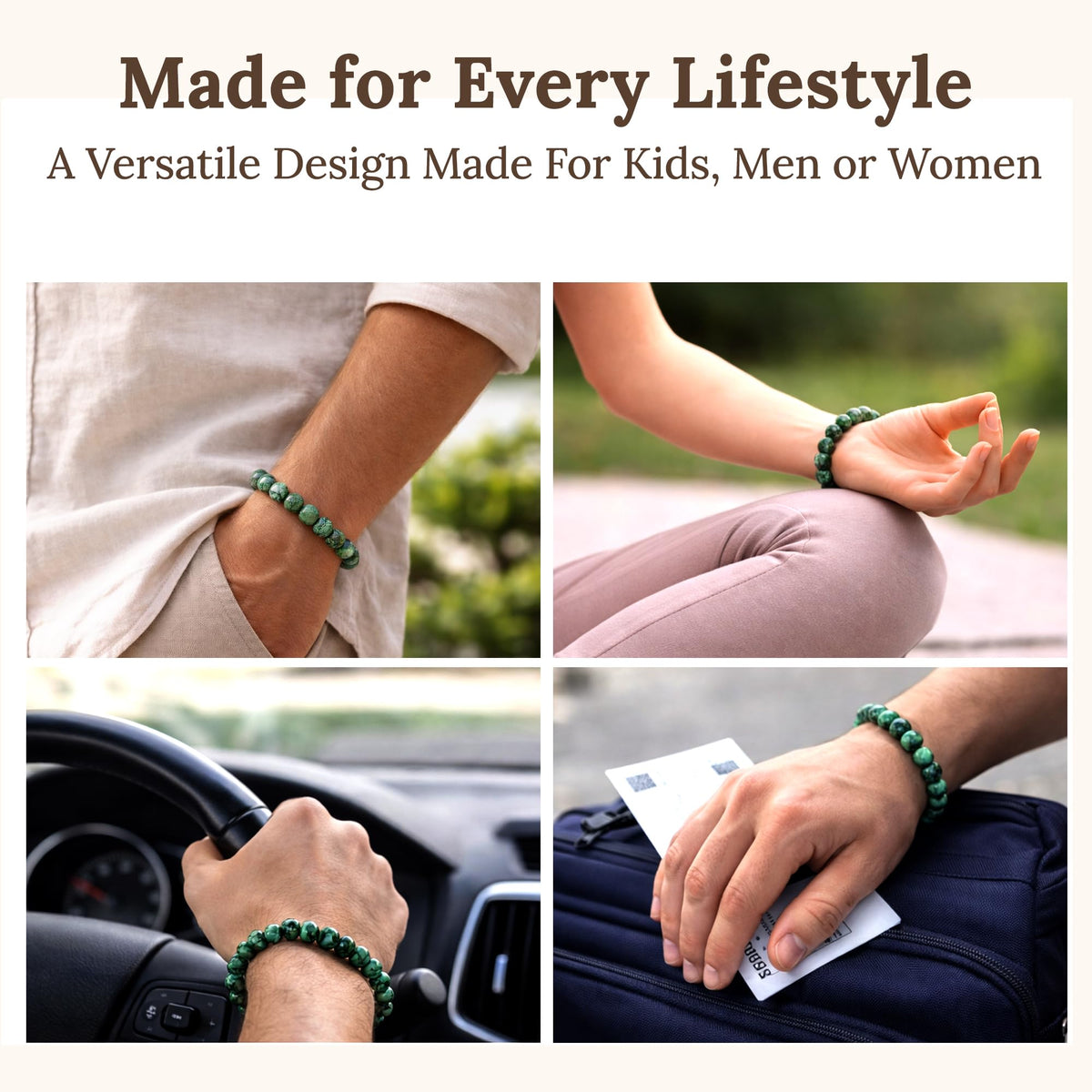 Elm City Direct 8mm Natural Stone Beaded Bracelet – Unisex Crystal Stretch Bracelets for Men & Women, Chakra & Healing Jewelry, Gift-Ready Beaded Bracelets (African Turquoise, 8mm)