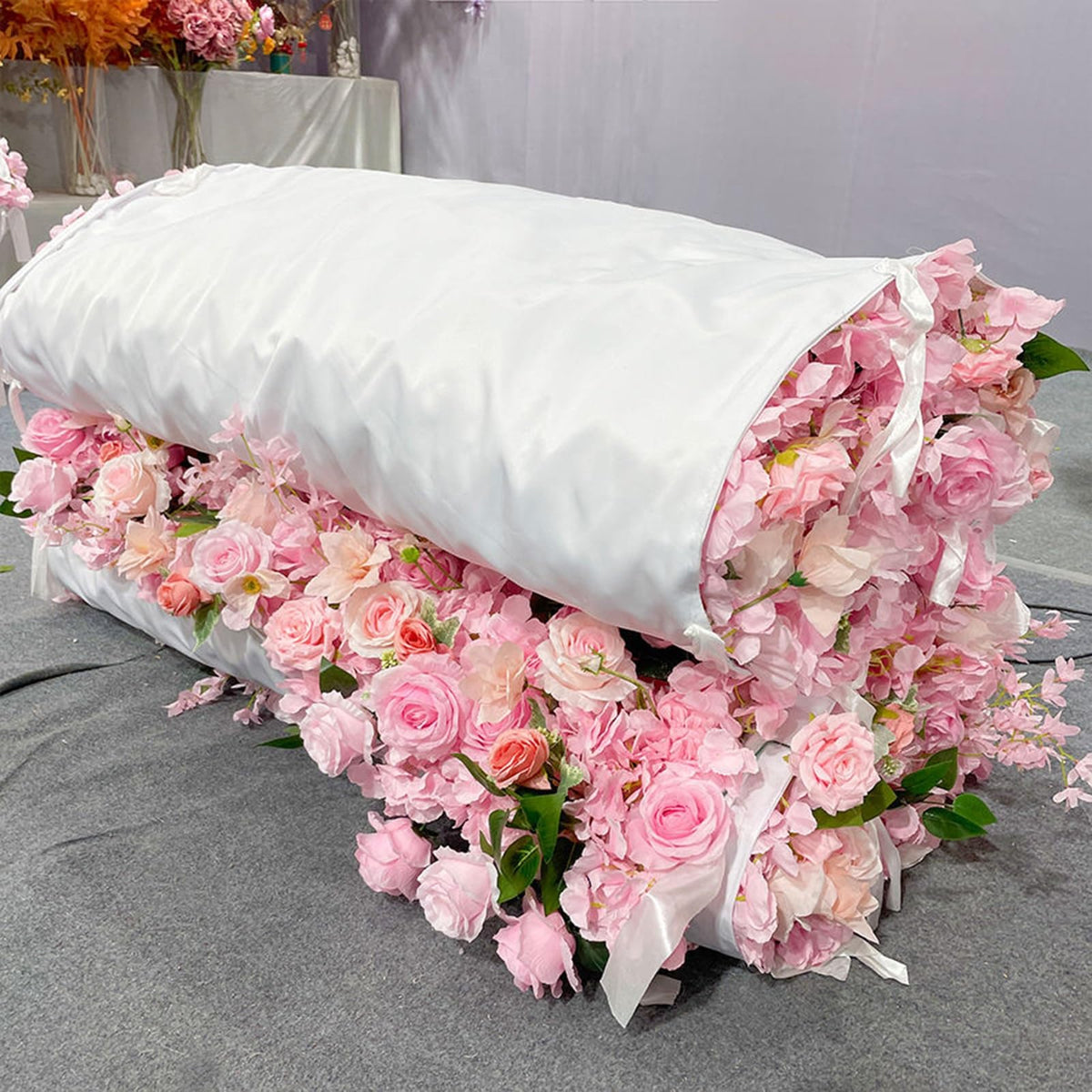UYCVT Handmade Romantic Purple Series Rose Wall Large Artificial Flower Wall Backdrop Panels, Wedding Backdrop 3D Floral Wall Fabric Flower Wall for Party Bridal Wedding Backgr-2m*2m/6.56 * 6.56FT