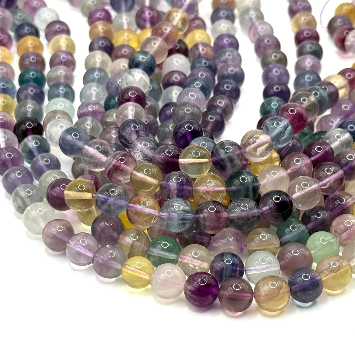 ABCGEMS Aqua Prism Fluorite Beads from Mexico (Authentic Quad Color - No Dye, Just Earth) Beading Supplies - Loose Beads for Jewelry Making - Smooth Round 10mm
