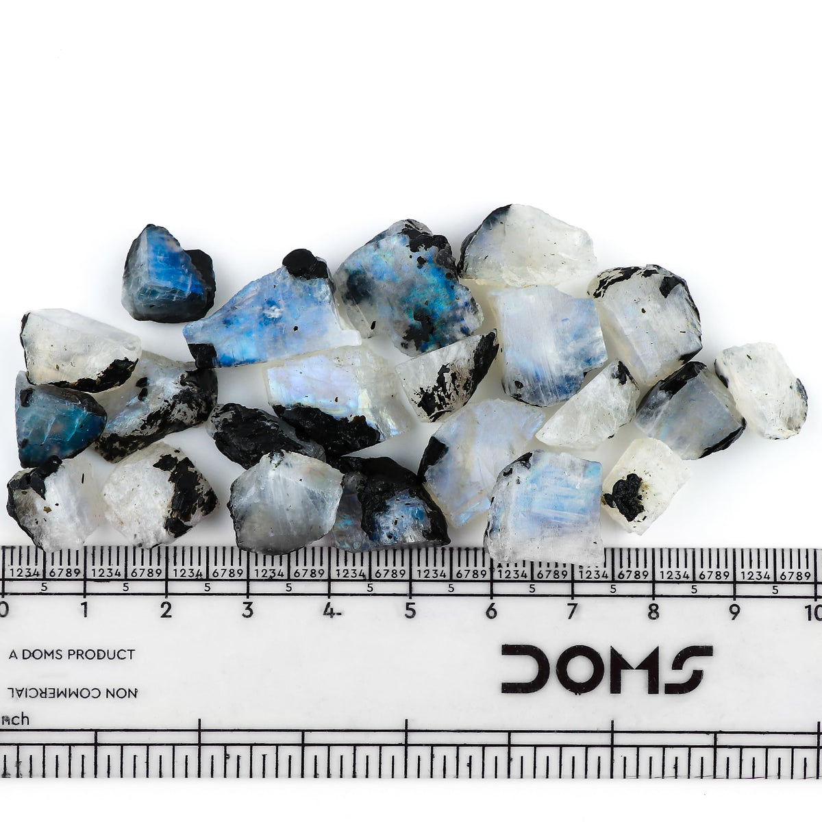 Gemkora 100 ct. Natural Blue Flash Raw Tourmilated Moonstone Moonstone Crystal Rough Gemstone Crystals, Rock, Jewelry Making Supplies, Chakra Healing, Art-DIY Stone, (8 to 10pcs) (15-20mm)