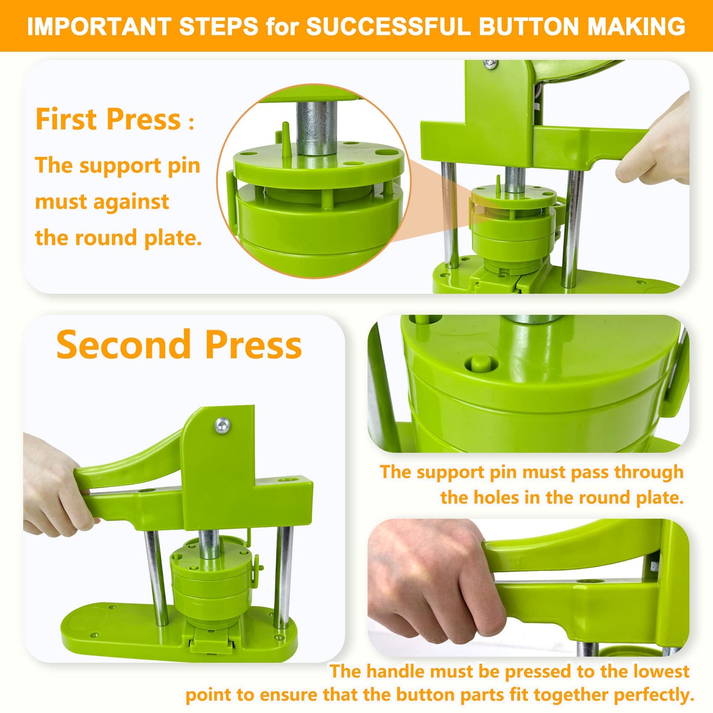 MK.Bear Button Maker Machine - Multiple Sizes 1.25in+2.25in, Kit for DIY Gifts, Button Press Machine with Free 200PCS 32-58mm Supplies & 2 Circle Cutter