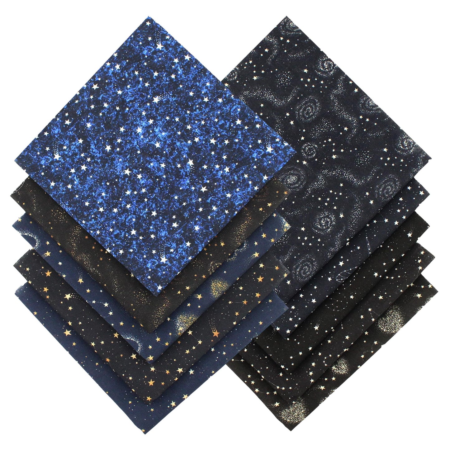 10pcs Quilting Print Fabric 19.9"X19.9" Cotton Fat Squares Sheets Printed Starry Sky Supplies for Sewing Patchwork Scrapbooking DIY Craft