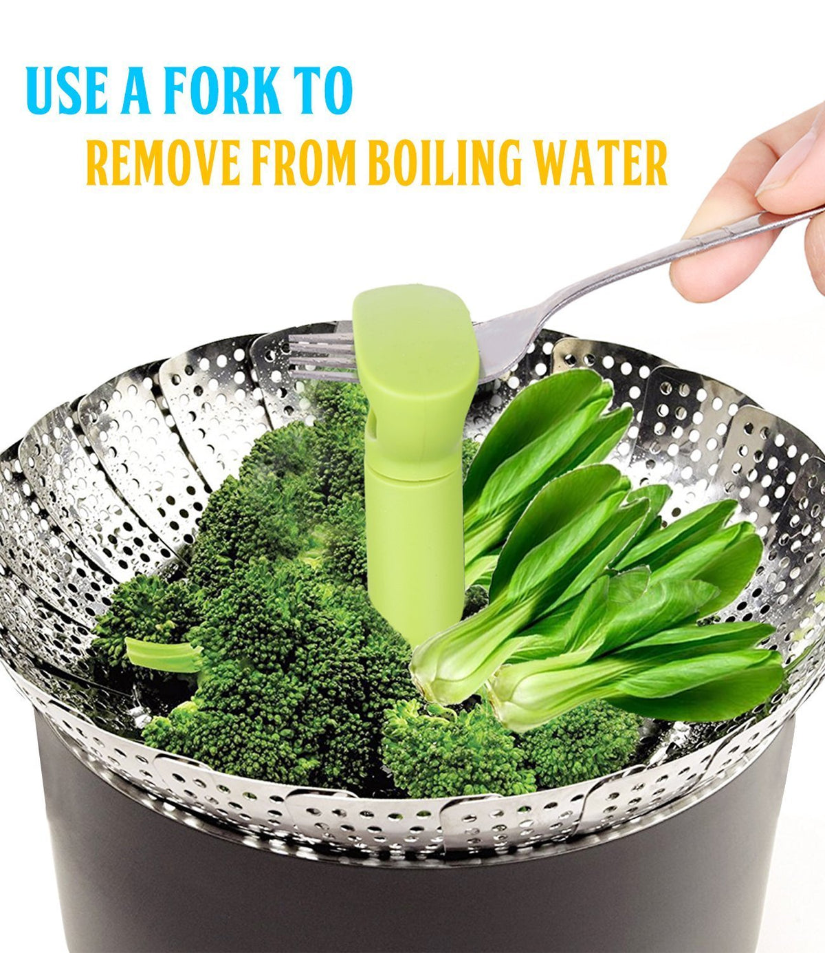 Consevisen Vegetable Steamer Basket for Cooking Food, Stainless Steel Veggie Steam Basket for Pot, Folding Expandable Steaming Insert with Extendable Handle Fits Various Size Pot, 5.1" to 9"