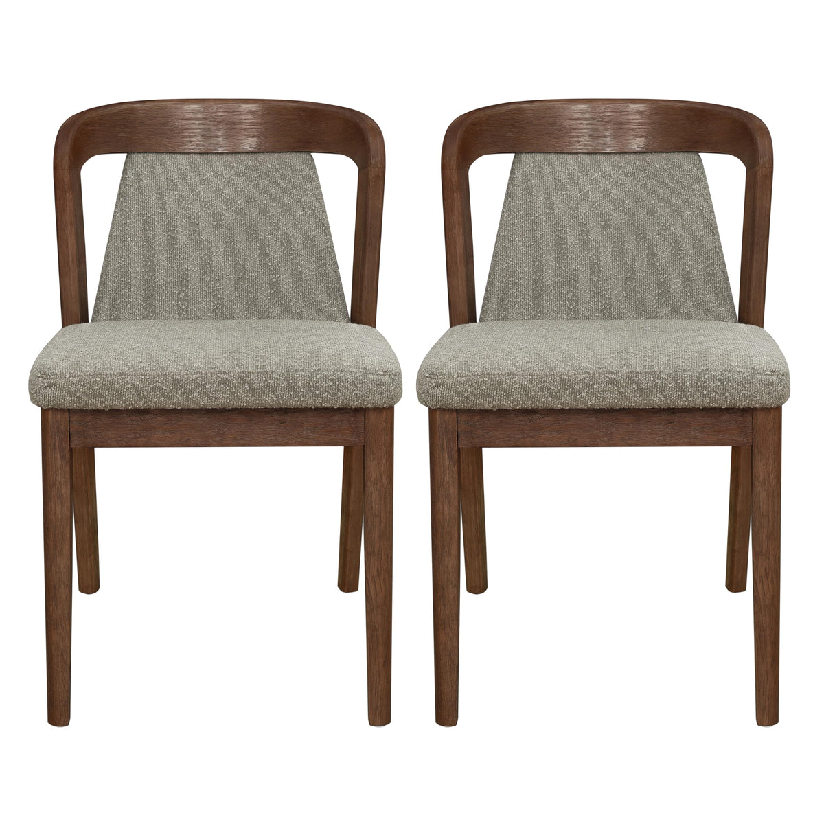 Christopher Knight Home Falei Boucle Upholstered Dining Chair Set of 2, Curved Backrest Kitchen Side Chair, Wooden Armless Dining Room Chair, Extra Seat for Living Room, Walnut+Light Brown