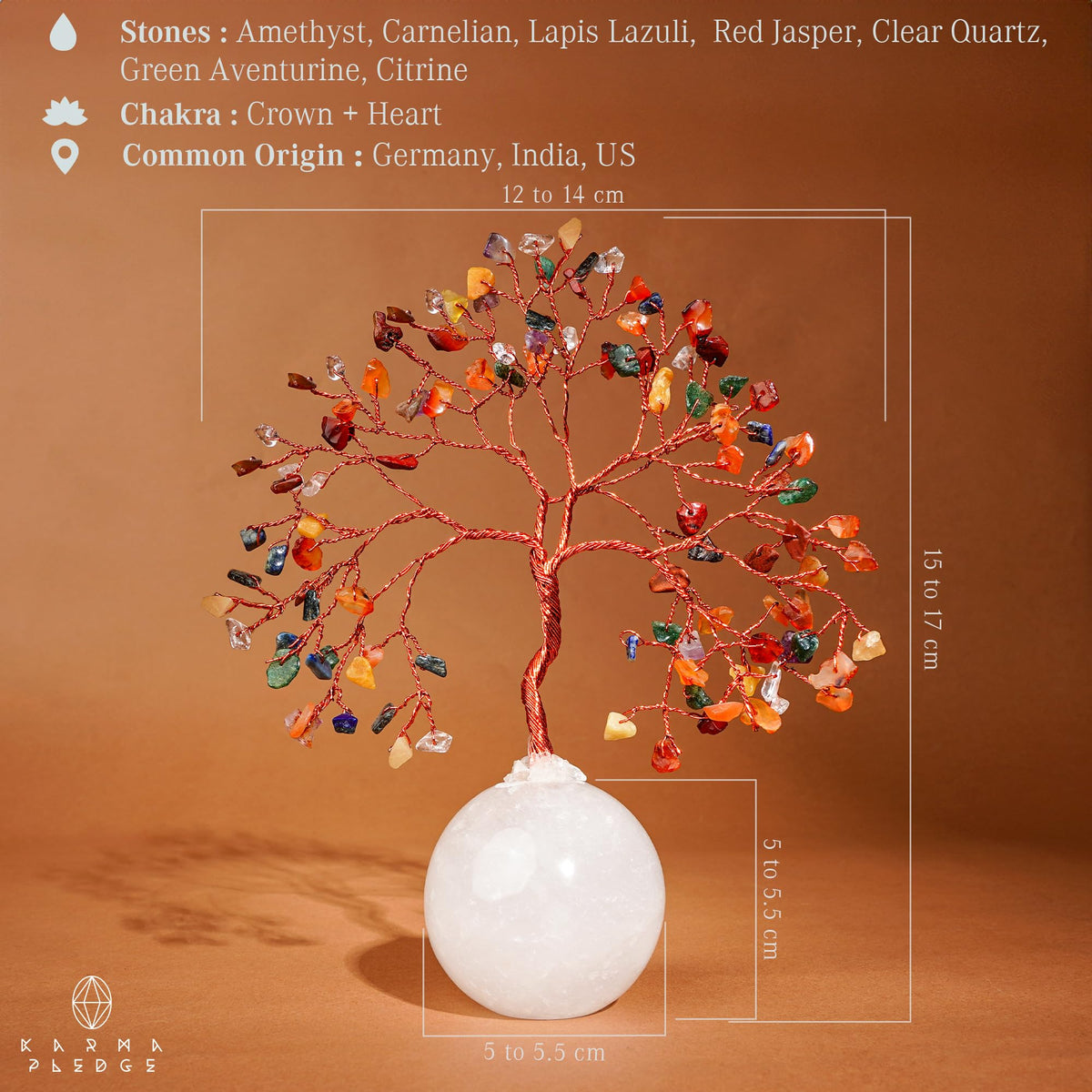 7 Chakra Crystal Tree of Life Birthday Gifts for Women, Handmade Home Decor, Office, Room Decoration, Reiki Healing Crystal Chakra Tree for Money, Positivity, Good Luck Gifts for Her, Mom & Dad