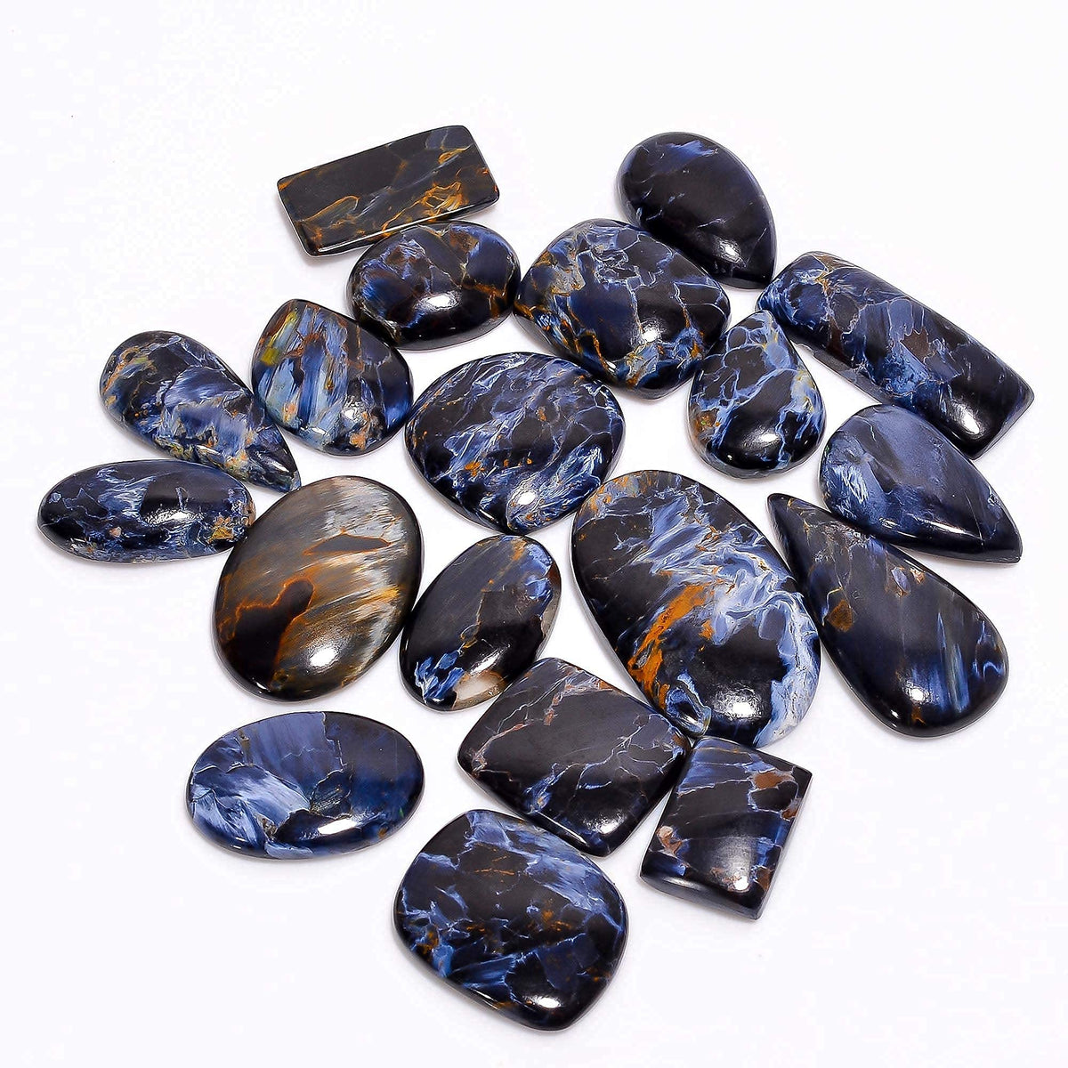 3pcs Black Pietersite Cabochon Gemstones for Jewelry Making, Chatoyant Crystals, Wholesale Stones Lot Supply, Mix Pack, Birthstone, Healing Crystals