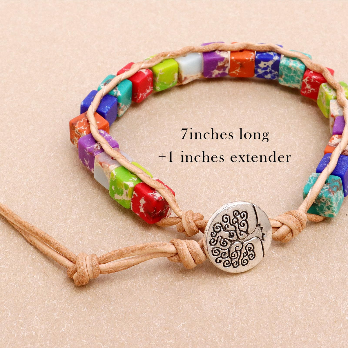 BXDA Dainty Natural Stones 7 Chakra Bracelets for Women, Trendy Minimalist Boho Handmade Leather Wrap Healing Bead Bracelet Everyday Fashion Jewelry Friendship Christmas Gift.