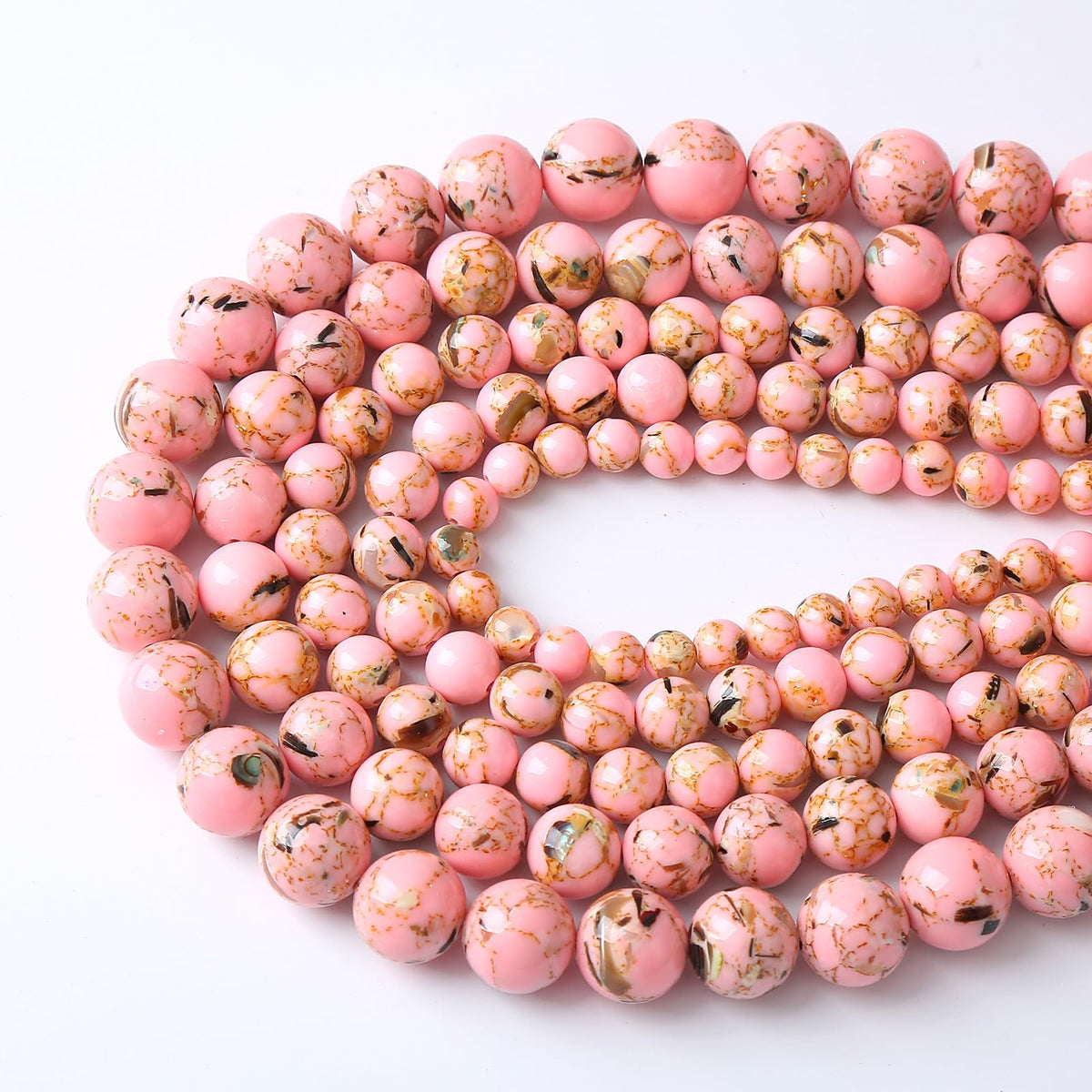 32PCS 12MM Natural Pink Shell Turquoise Beads for Jewelry Making with Mother-of-Pearl Round Loose Beads DIY Bracelet Accessories 15"(12mm, Pink Shell Turquoises)