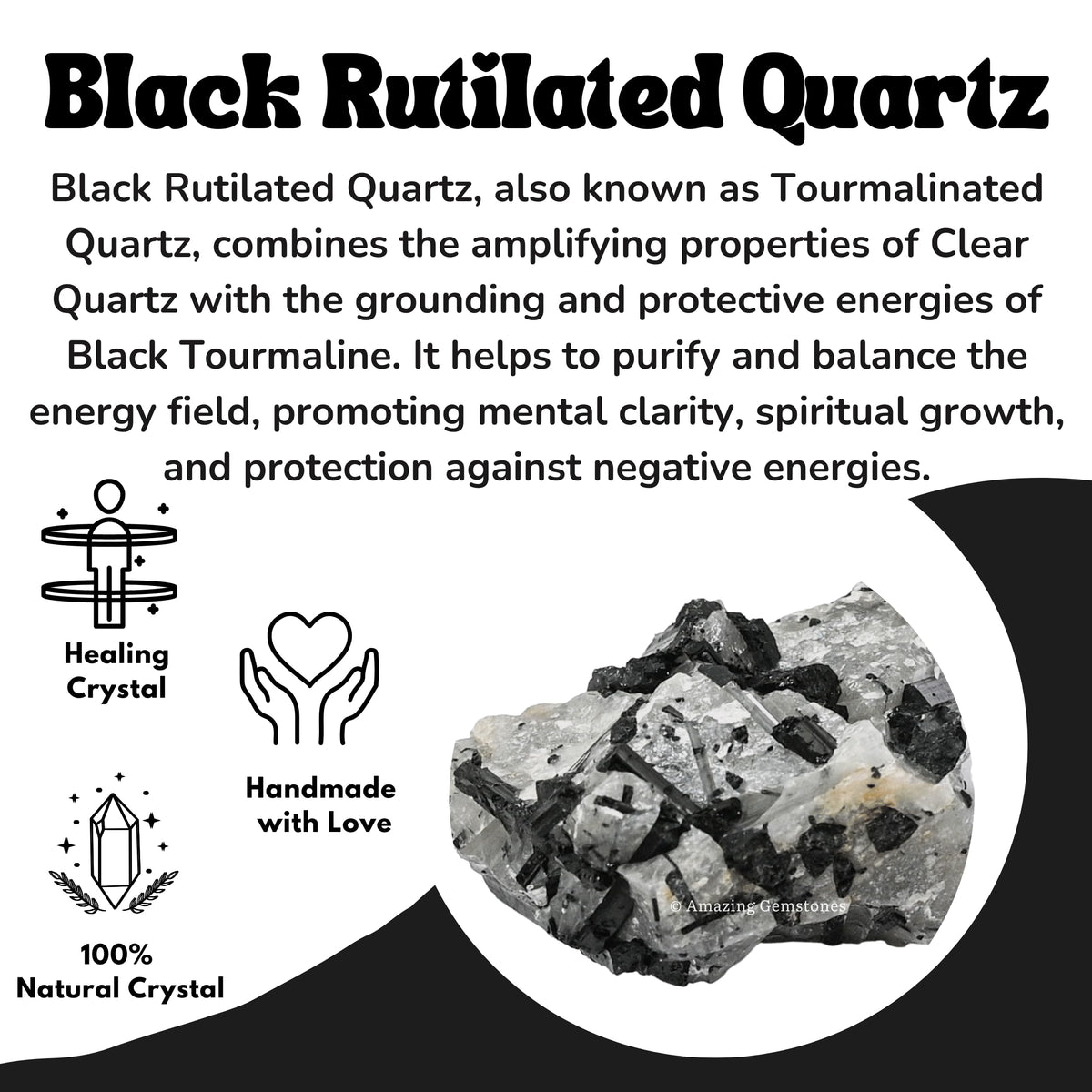 Amazing Gemstone Black Rutilated Quartz Raw Crystals and Healing Stones, Natural Rocks for Tumbling - DIY Raw Stones and Crystals, 2 Pieces
