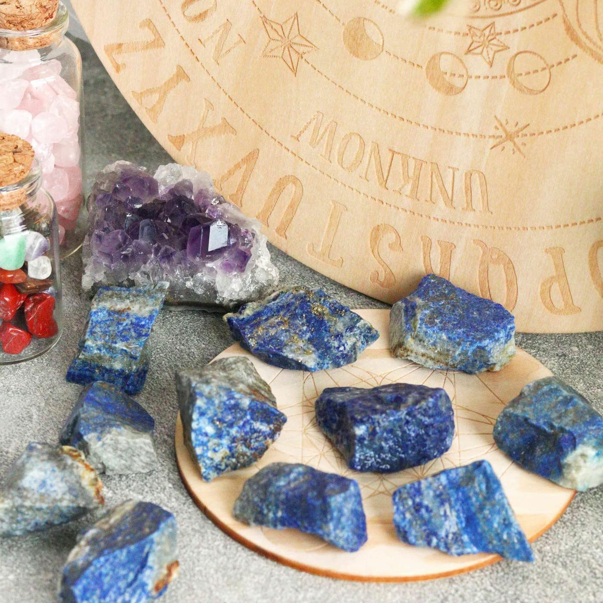 YATOJUZI Lapis Lazuli 1lb Bulk Natural Healing Crystals Raw Rough Rocks Stones Sets for Cabbing Tumbling Cutting Lapidary Polishing Reiki Crytsal Healing Wire Wrapping Decoration Gemstone